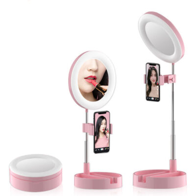 Ring Light LED Miroir de Maquillage Pliable 3 en 1