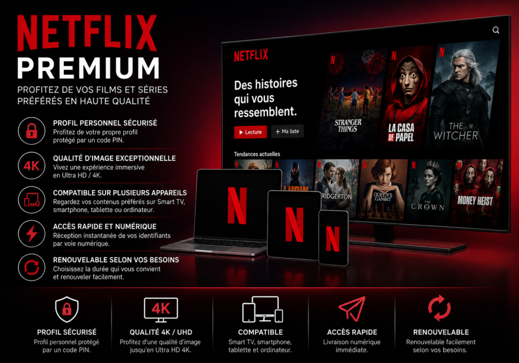 Netflix Premium Maroc en qualité 4K UHD