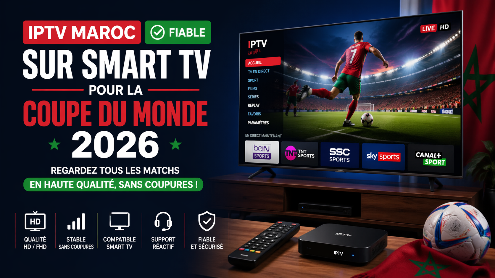 IPTV Maroc fiable sur Smart TV pour la Coupe du monde 2026