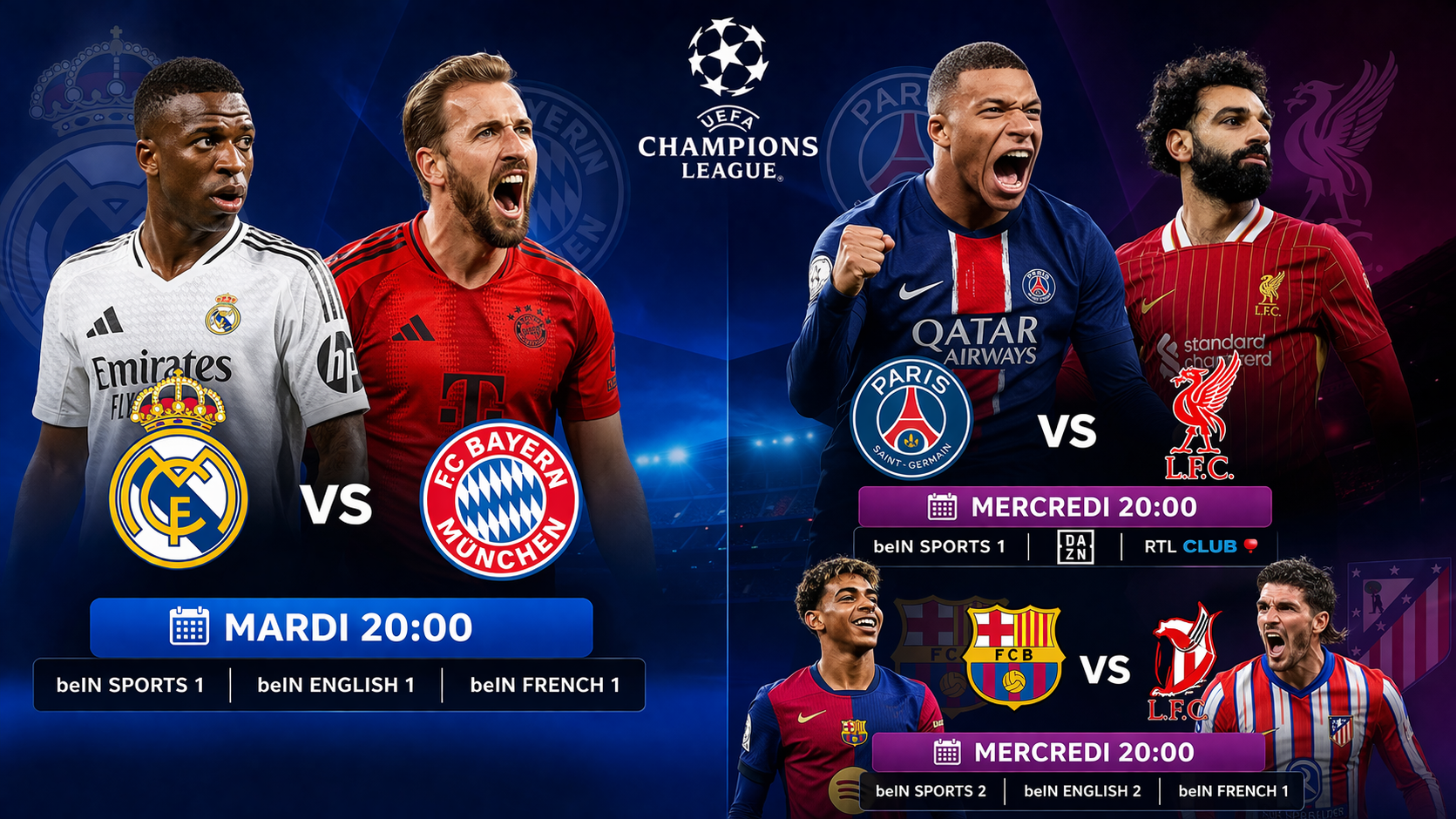 Ligue des Champions Matchs 1/4 Finale 2026