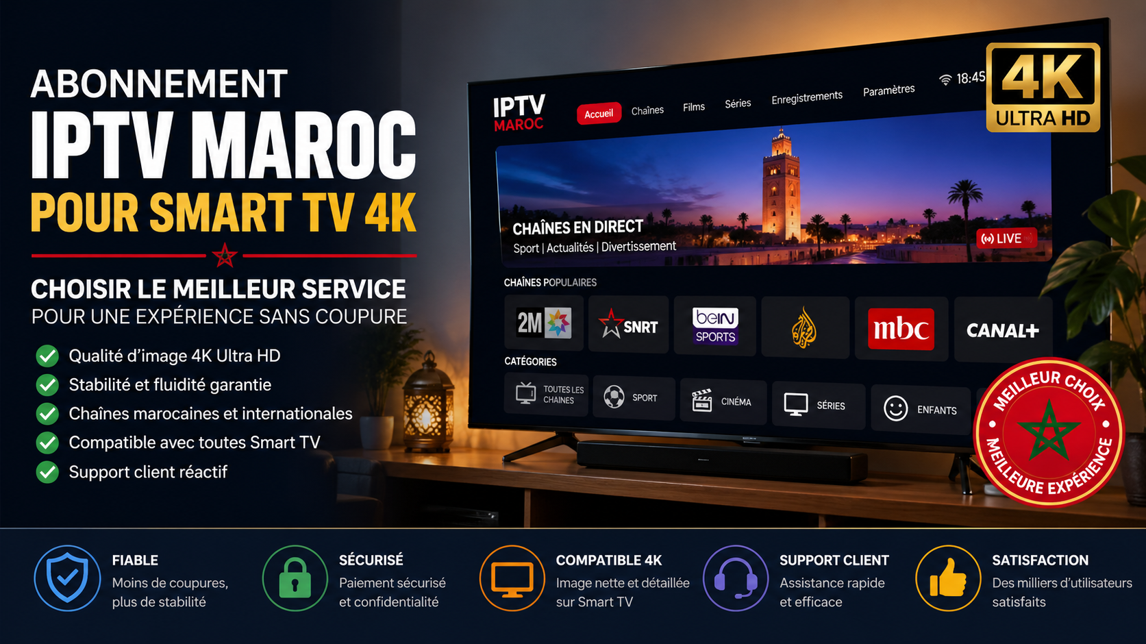 abonnement IPTV choisir pour Smart TV 4K