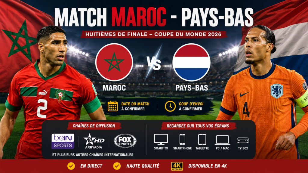 Match Maroc - Pays-Bas Où regarder le match en TV direct