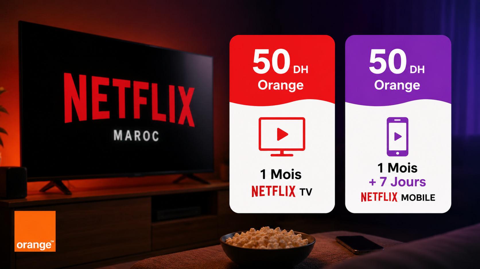 Netflix Maroc 2026 profitez avec une recharge Orange 50 DH